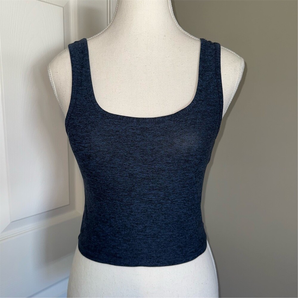 Outdoor Voices Cropped Tank Top Womens Size S Blue Heather Stretch Athletic